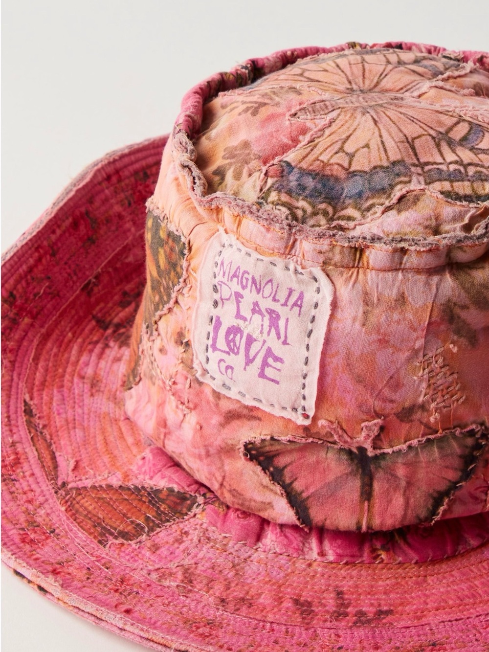 Magnolia Pearl Rose-Pink Floral Patchwork Appliqué Bucket Hat NWT $450 - Picture 3 of 9